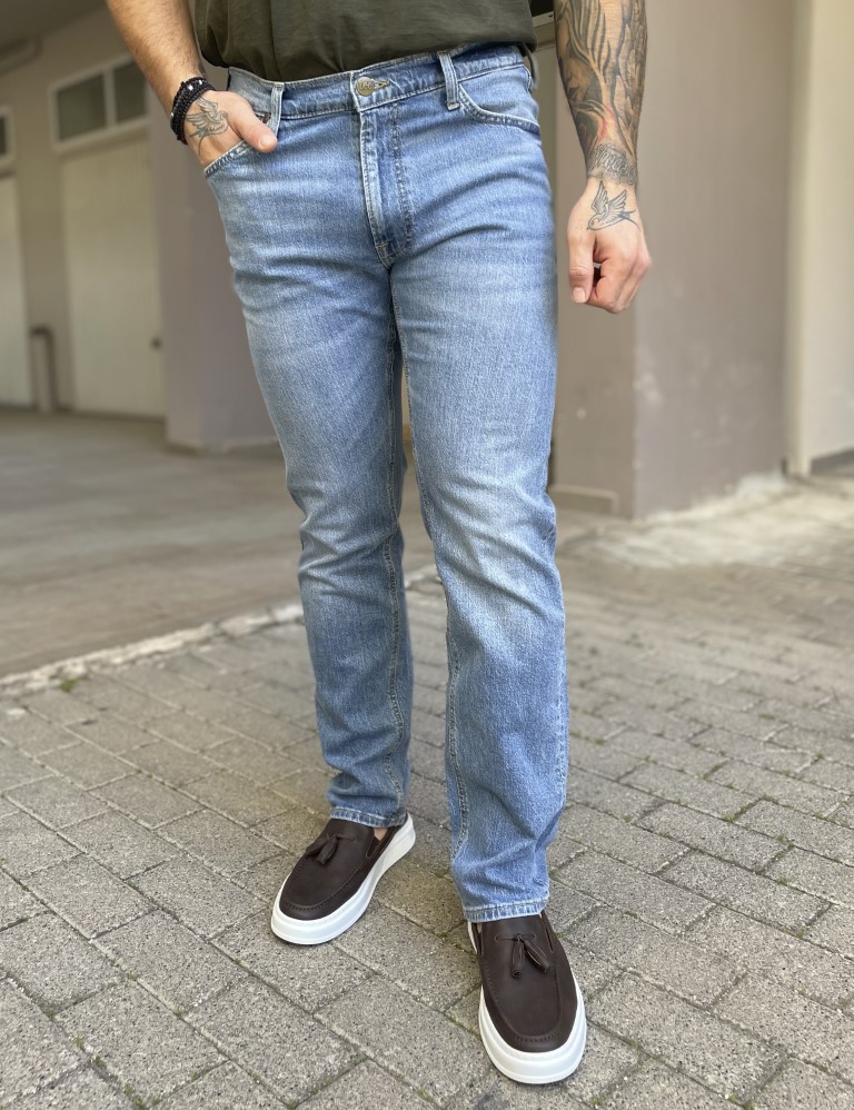 Lee Lee Daren Zip Fly ανδρικό ανοιχτό μπλε ξεβαμμένο τζιν 112367189